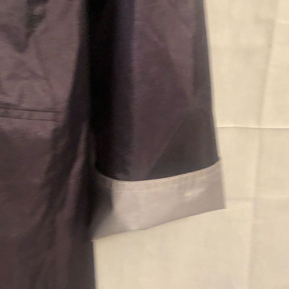 Rain Shredder Vintage Metallic hooded Double Button Up Trench Coat - Picture 7 of 8